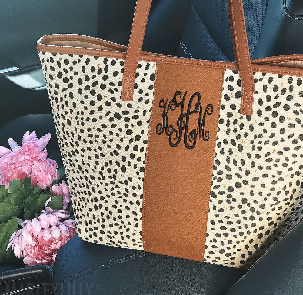 Monogrammed Leopard Tote Bag