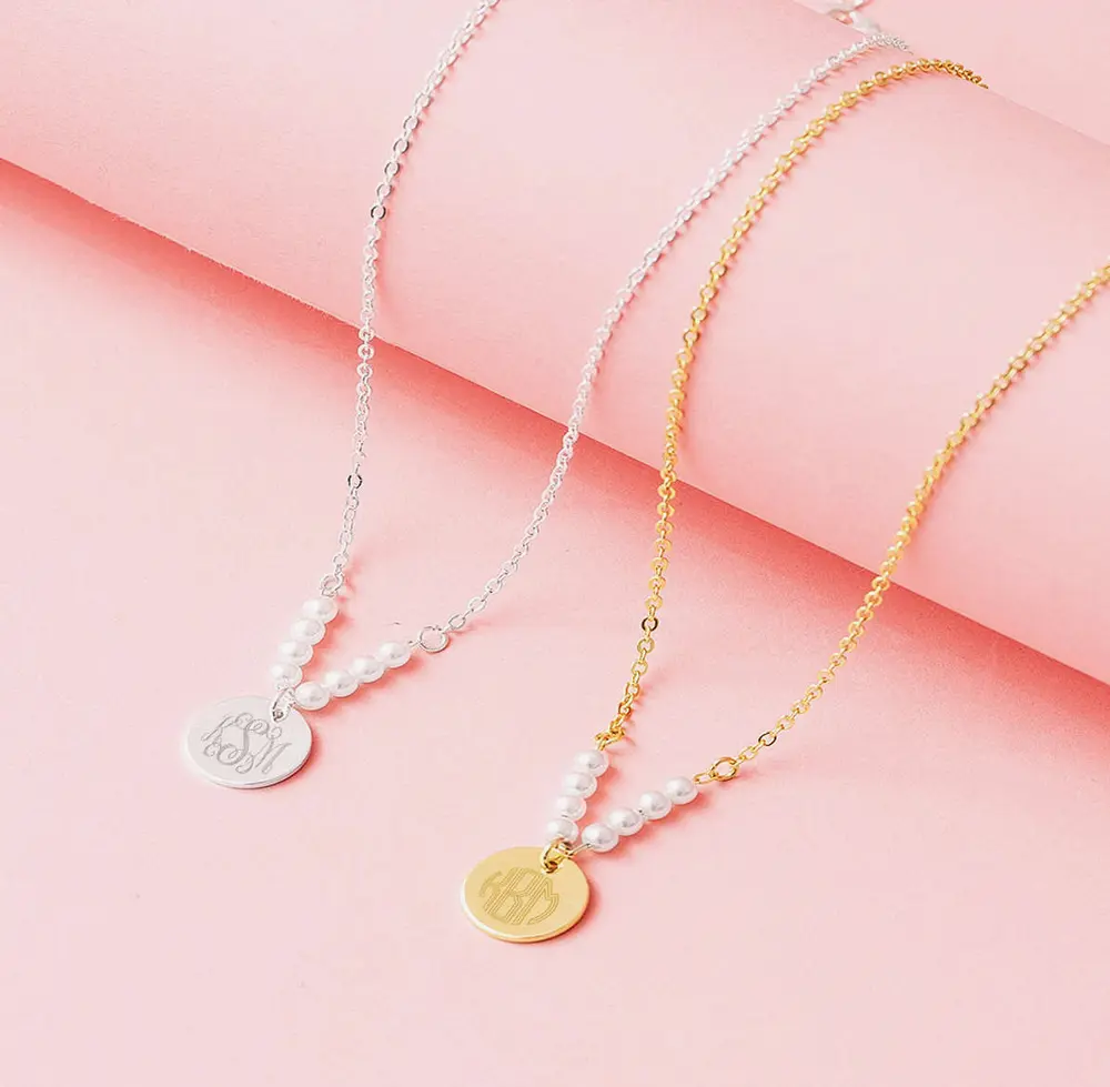 Monogrammed Pearl Necklace