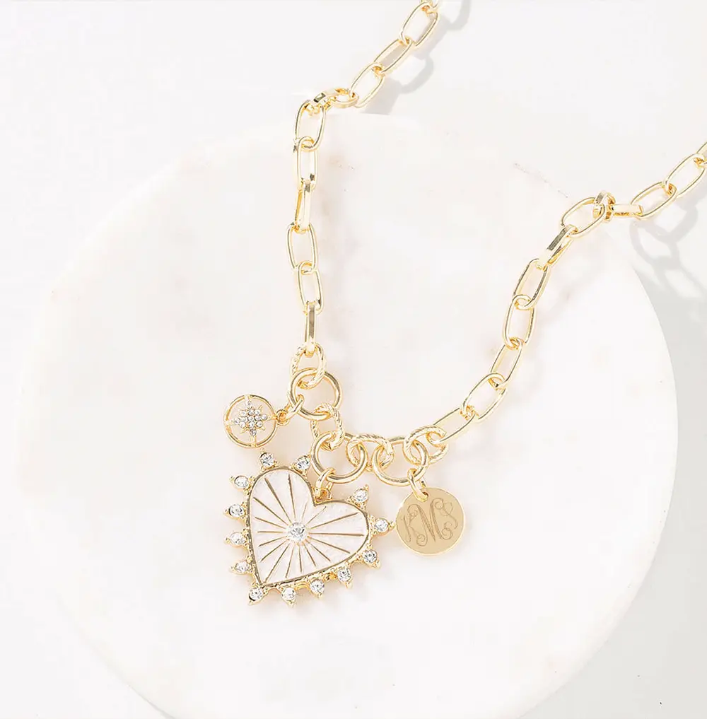 Monogrammed Heart Charm Necklace