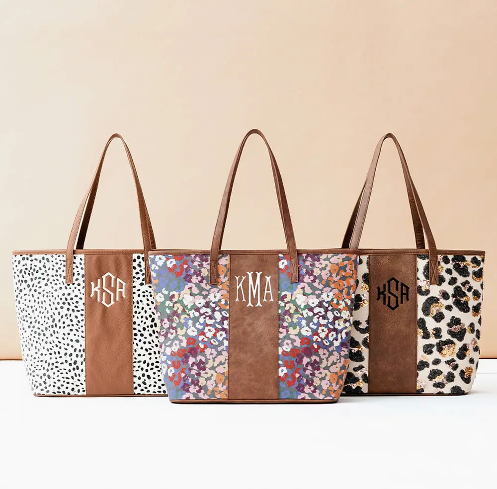 Monogrammed Leopard Tote Bag