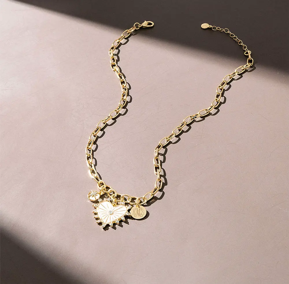 Monogrammed Heart Charm Necklace