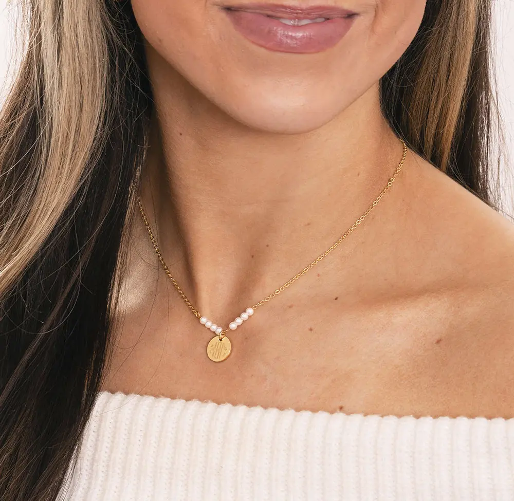 Monogrammed Pearl Necklace