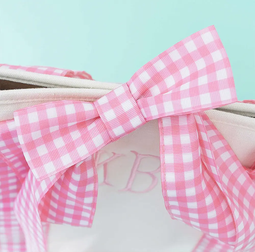 Monogrammed Gingham Tote Bag