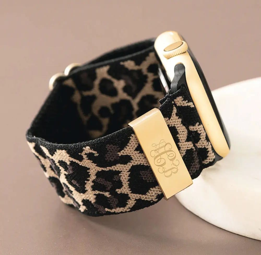 Monogrammed Leopard Watch Band