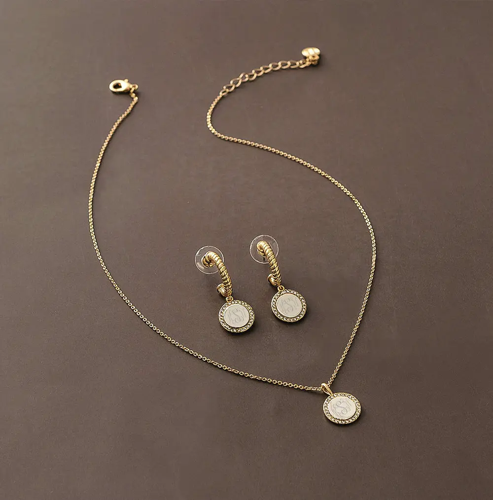 Monogrammed Pave Cable Necklace