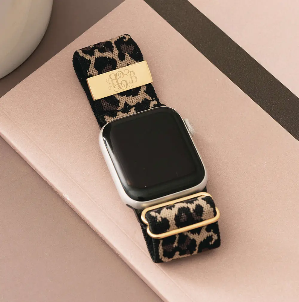 Monogrammed Leopard Watch Band