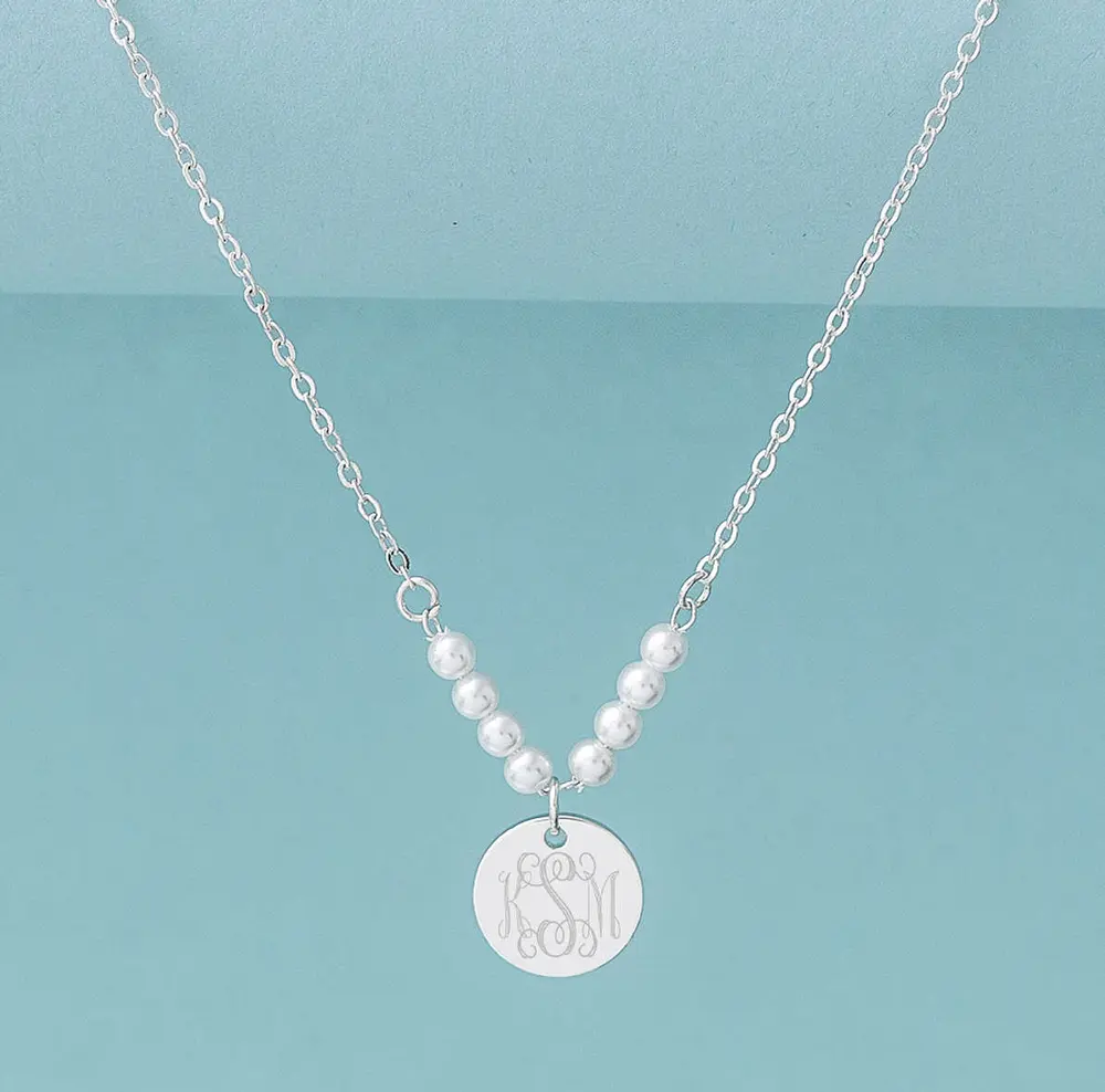 Monogrammed Pearl Necklace