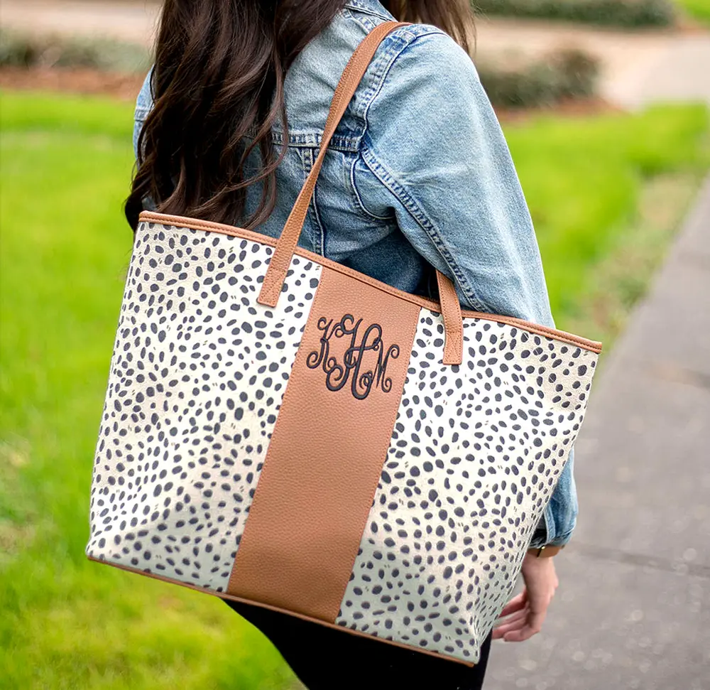 Monogrammed Leopard Tote Bag
