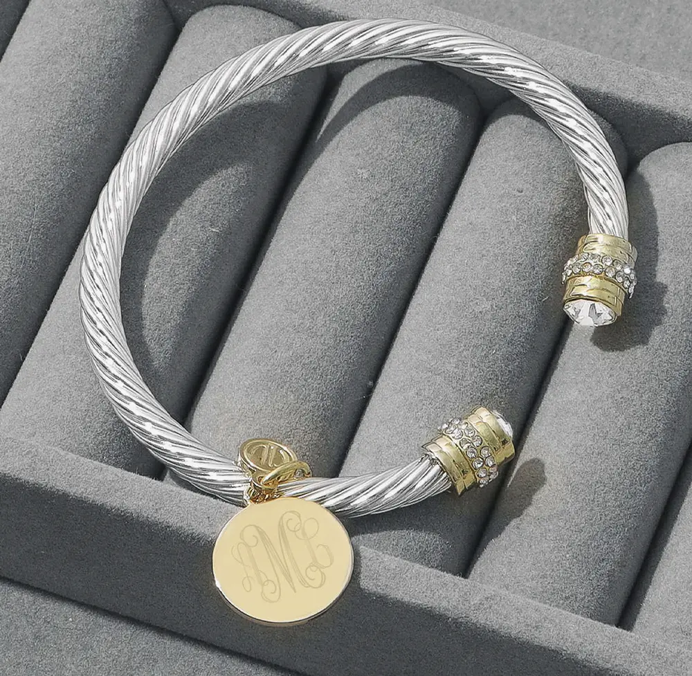 Monogrammed Birthstone Cable Bracelet