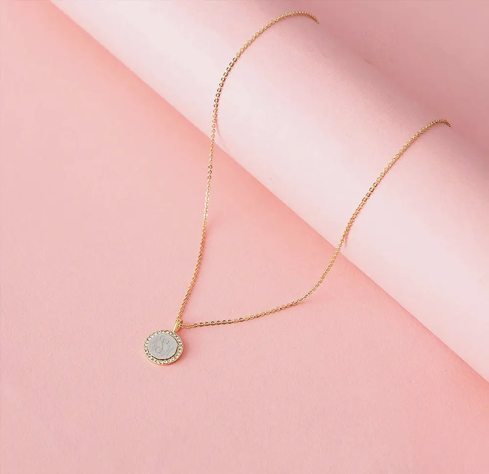 Monogrammed Pave Cable Necklace