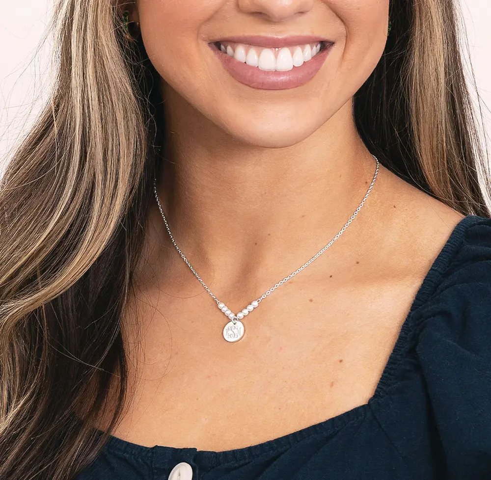 Monogrammed Pearl Necklace