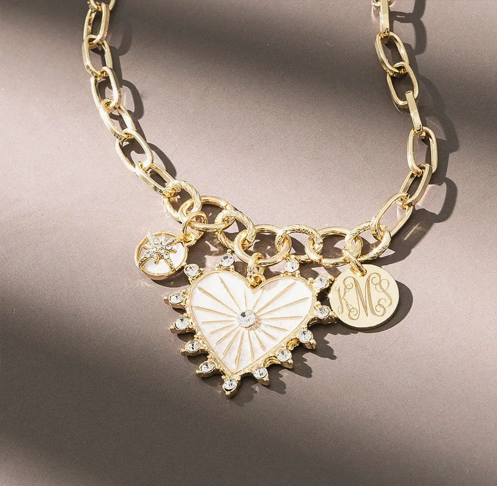 Monogrammed Heart Charm Necklace