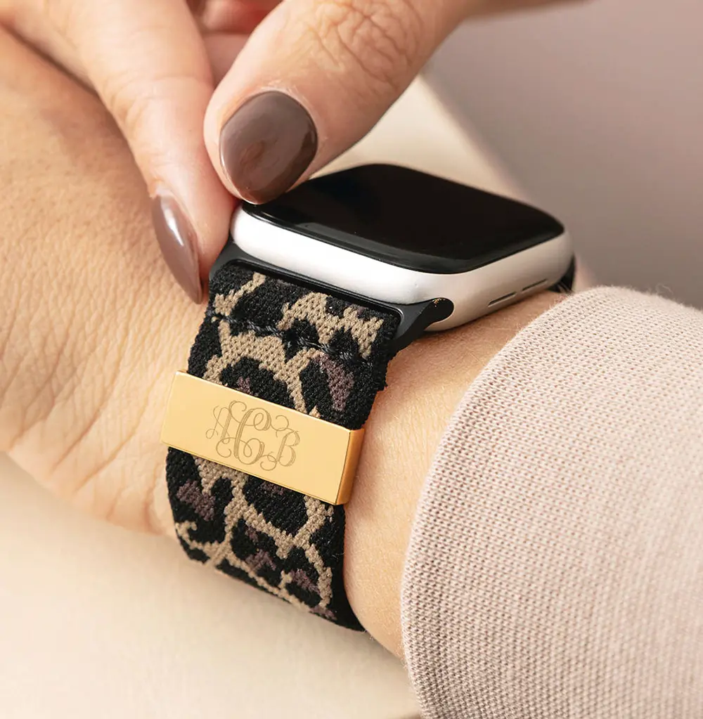 Monogrammed Leopard Watch Band