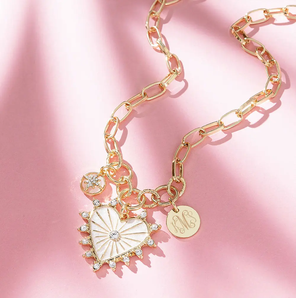 Monogrammed Heart Charm Necklace