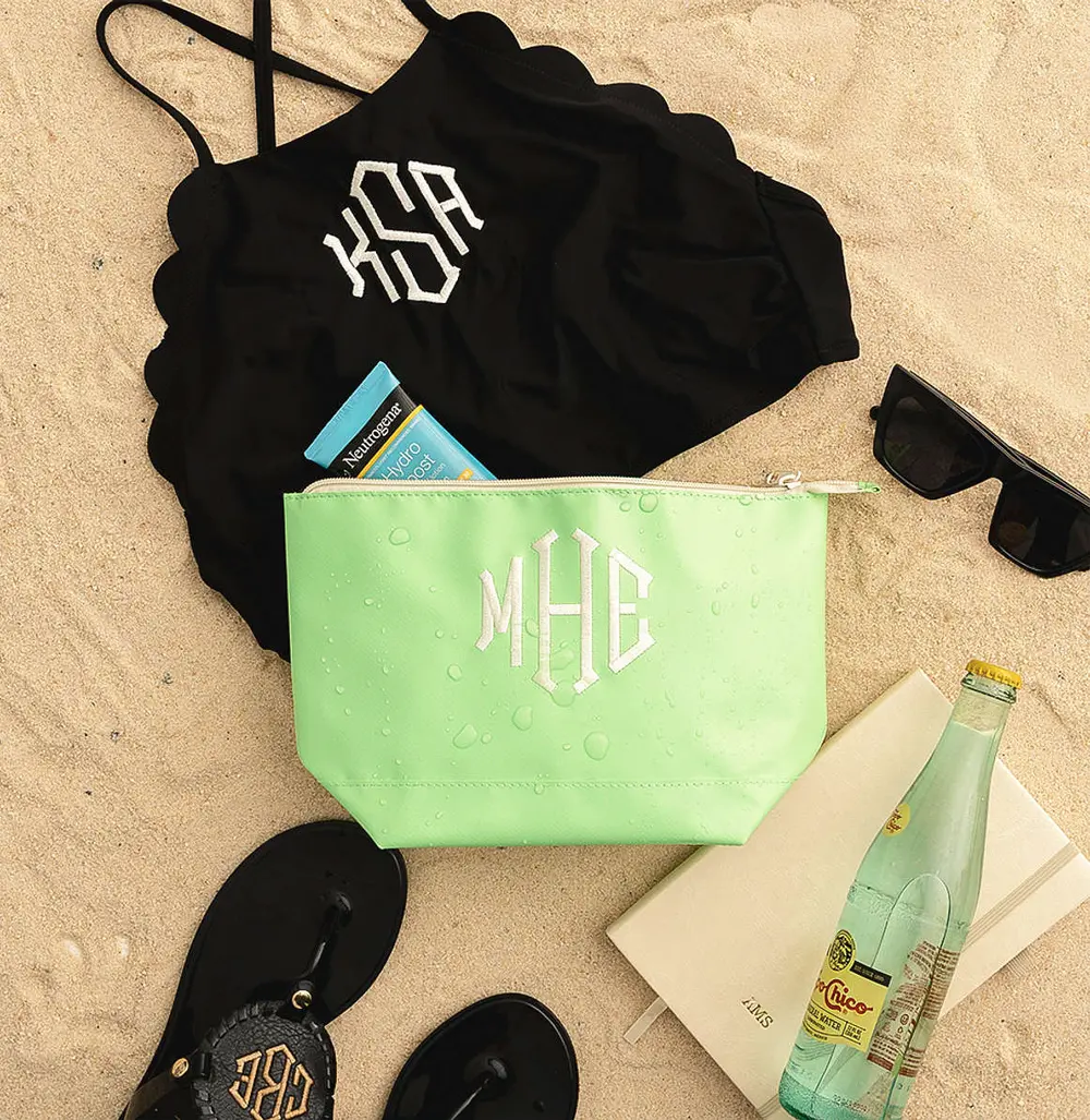 Monogrammed Splash Proof Zip Pouch