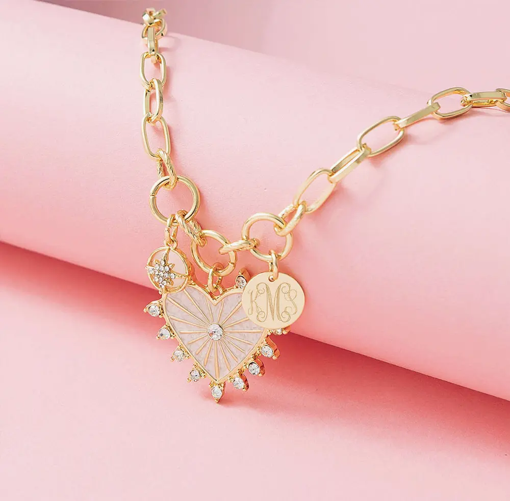 Monogrammed Heart Charm Necklace