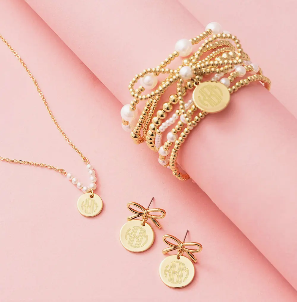 Monogrammed Pearl Necklace