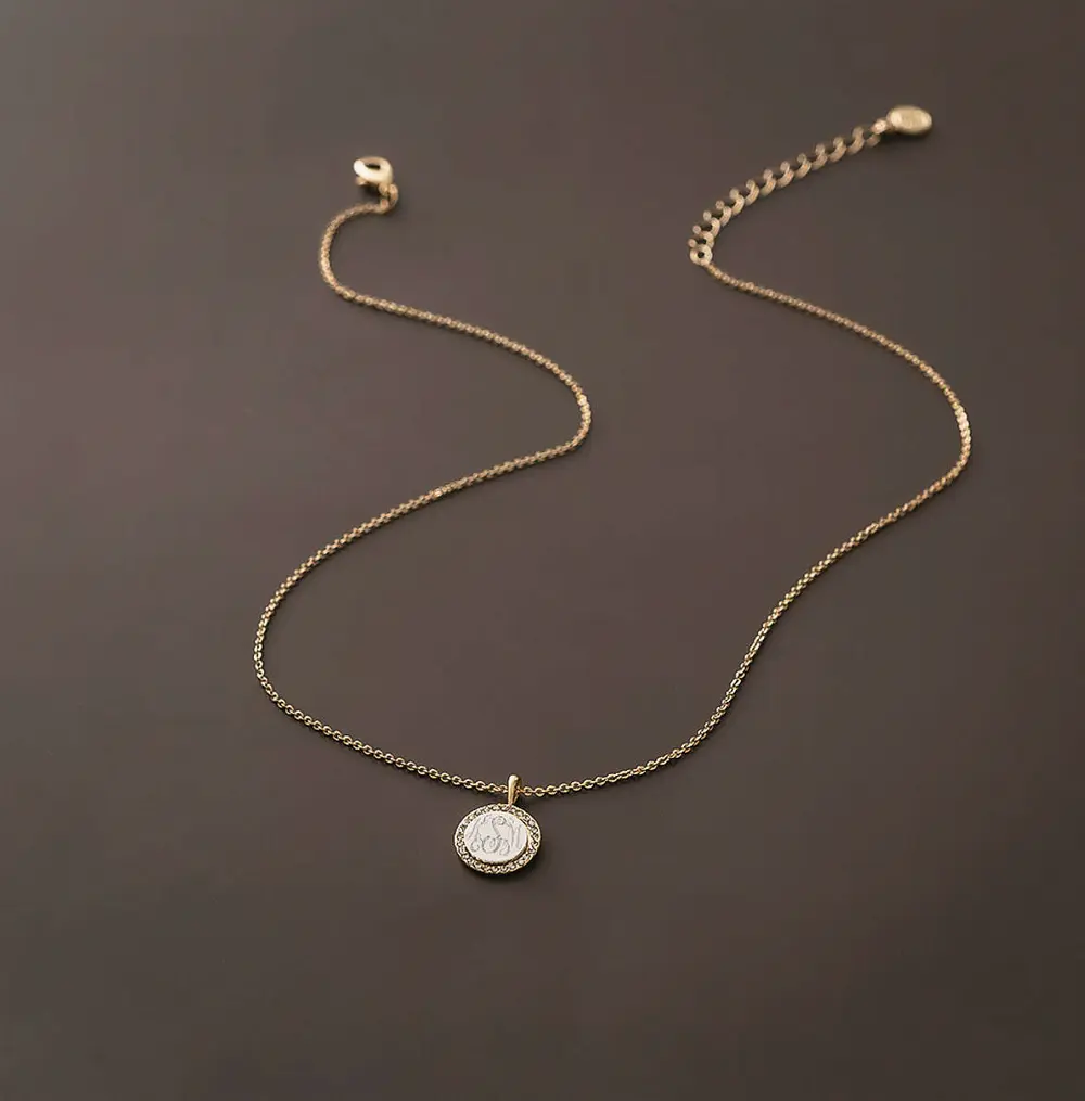 Monogrammed Pave Cable Necklace