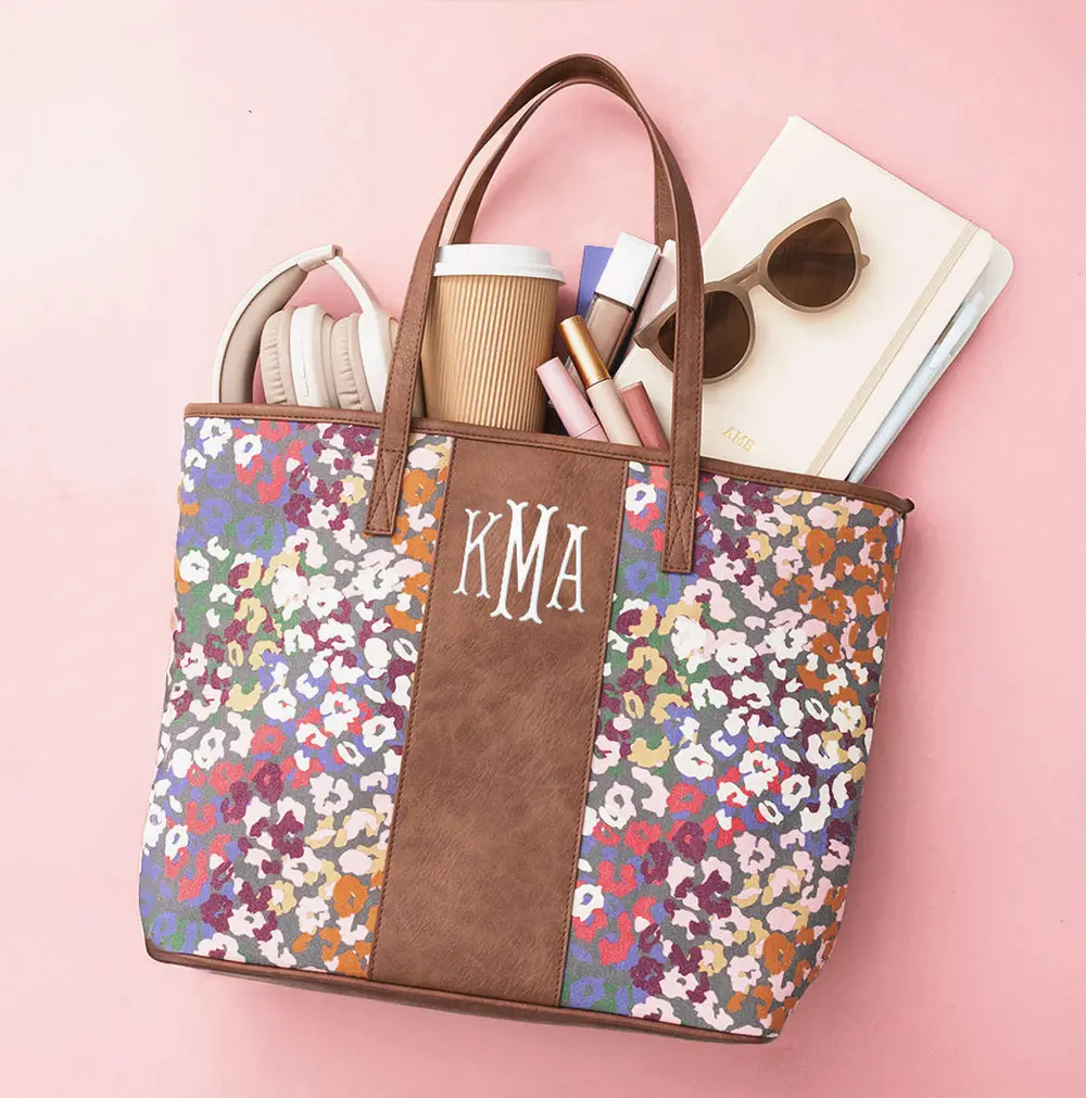 Monogrammed Leopard Tote Bag