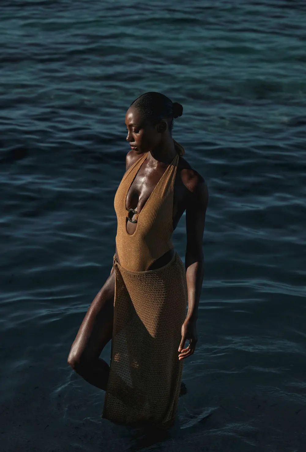 Montego One Piece - Antique Gold Lurex Rib