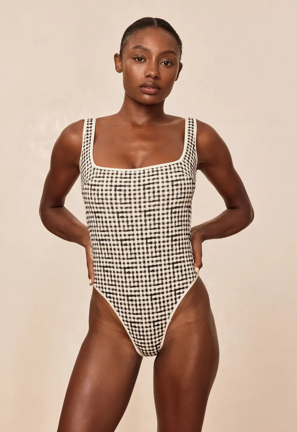 Corfu One Piece - Black Gingham
