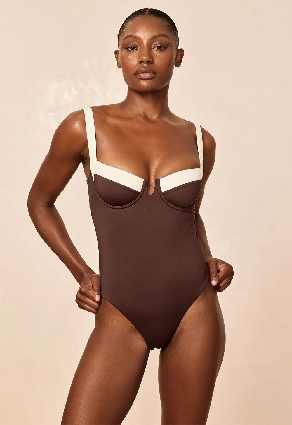 Clovelly One Piece - Espresso/Ivory