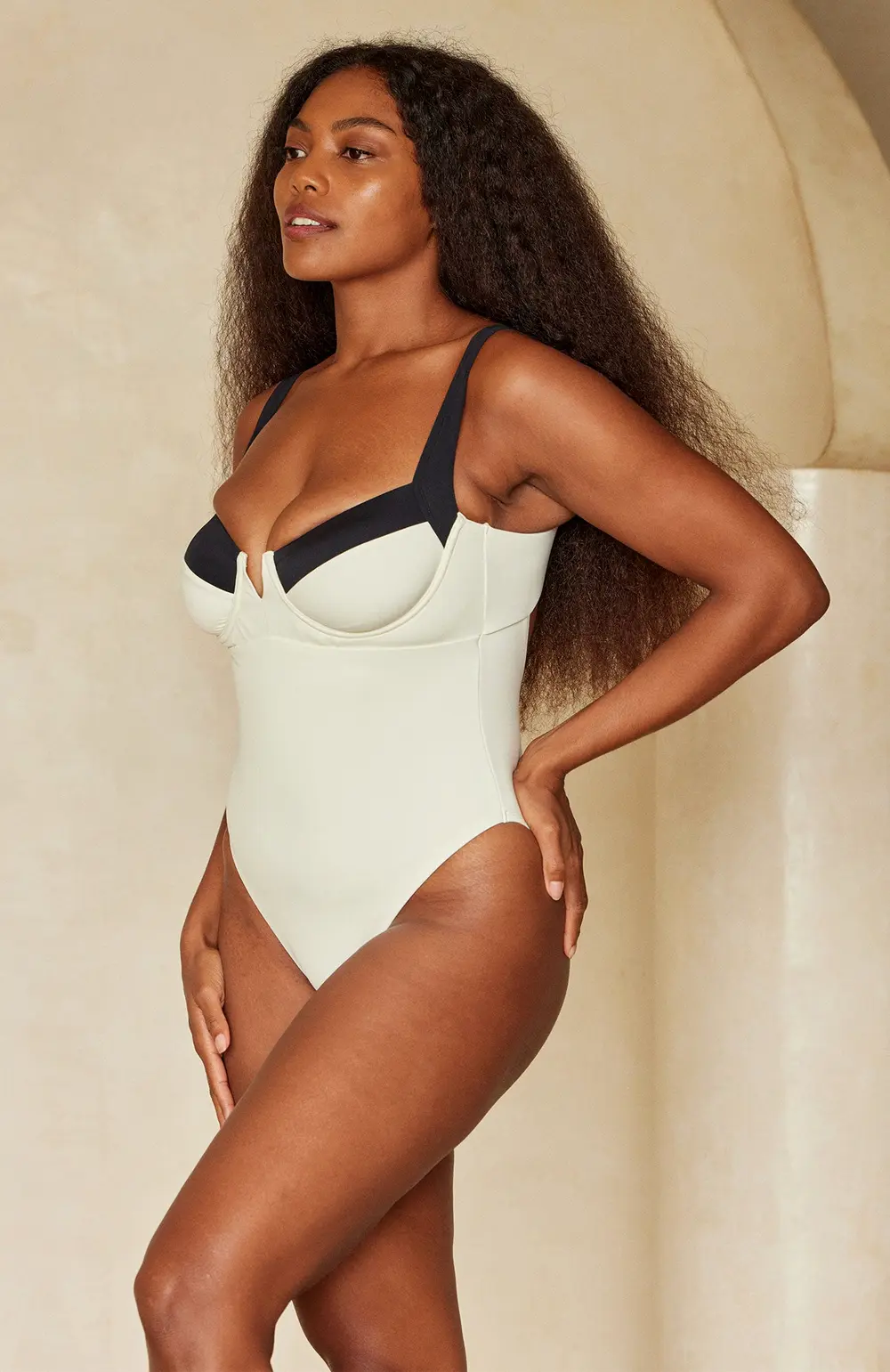 Clovelly One Piece - Ivory/Black