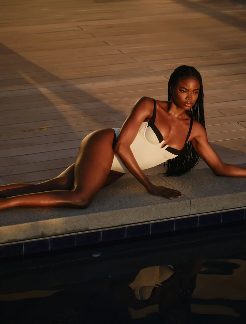 Clovelly One Piece - Ivory/Black