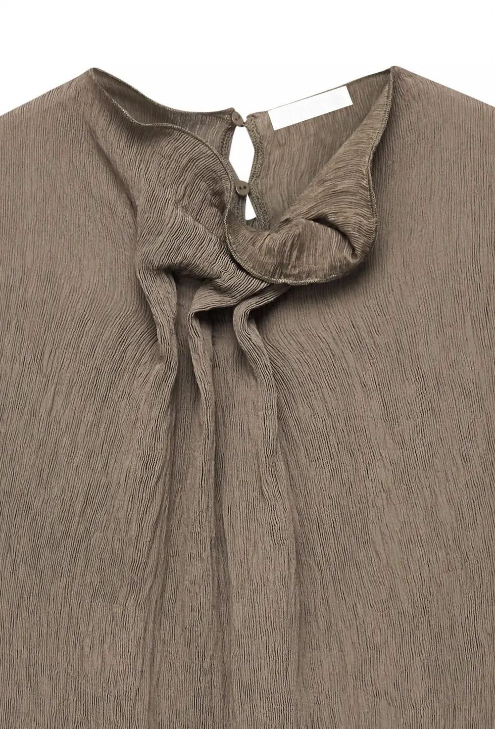 Draped Neckline Short Sleeve Midi Dress Brown