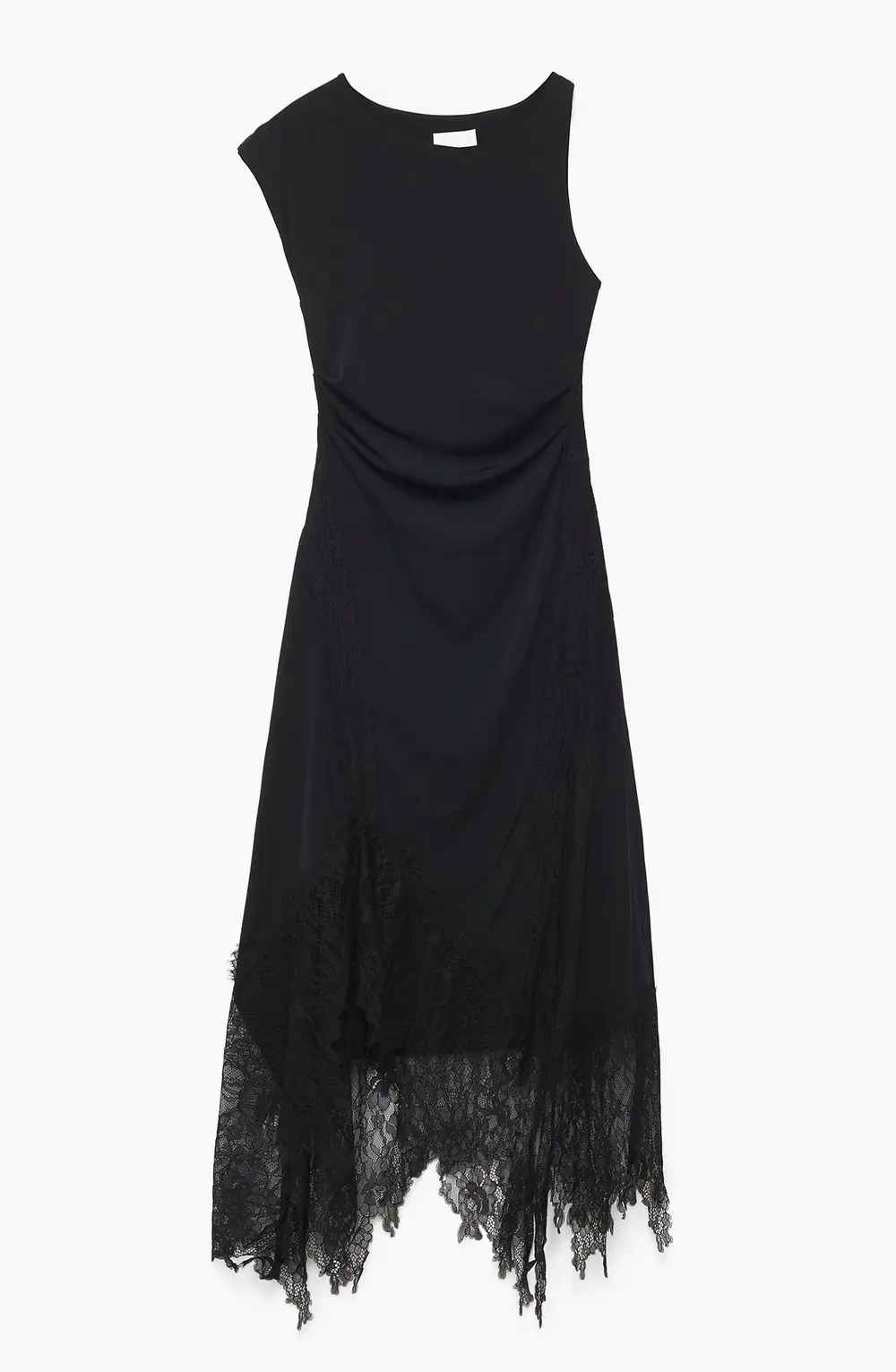 Lace Detail Asymetric Dress Black
