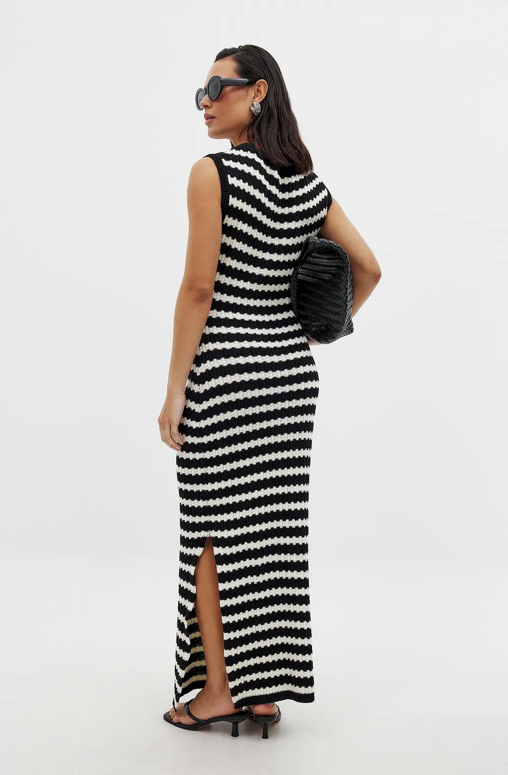 Knitted Cap Sleeve Crochet Maxi Dress Stripe