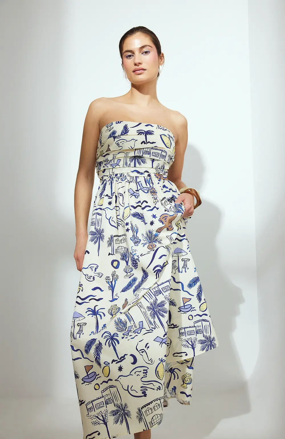 Bandeau Tie Back Dress Multicolor