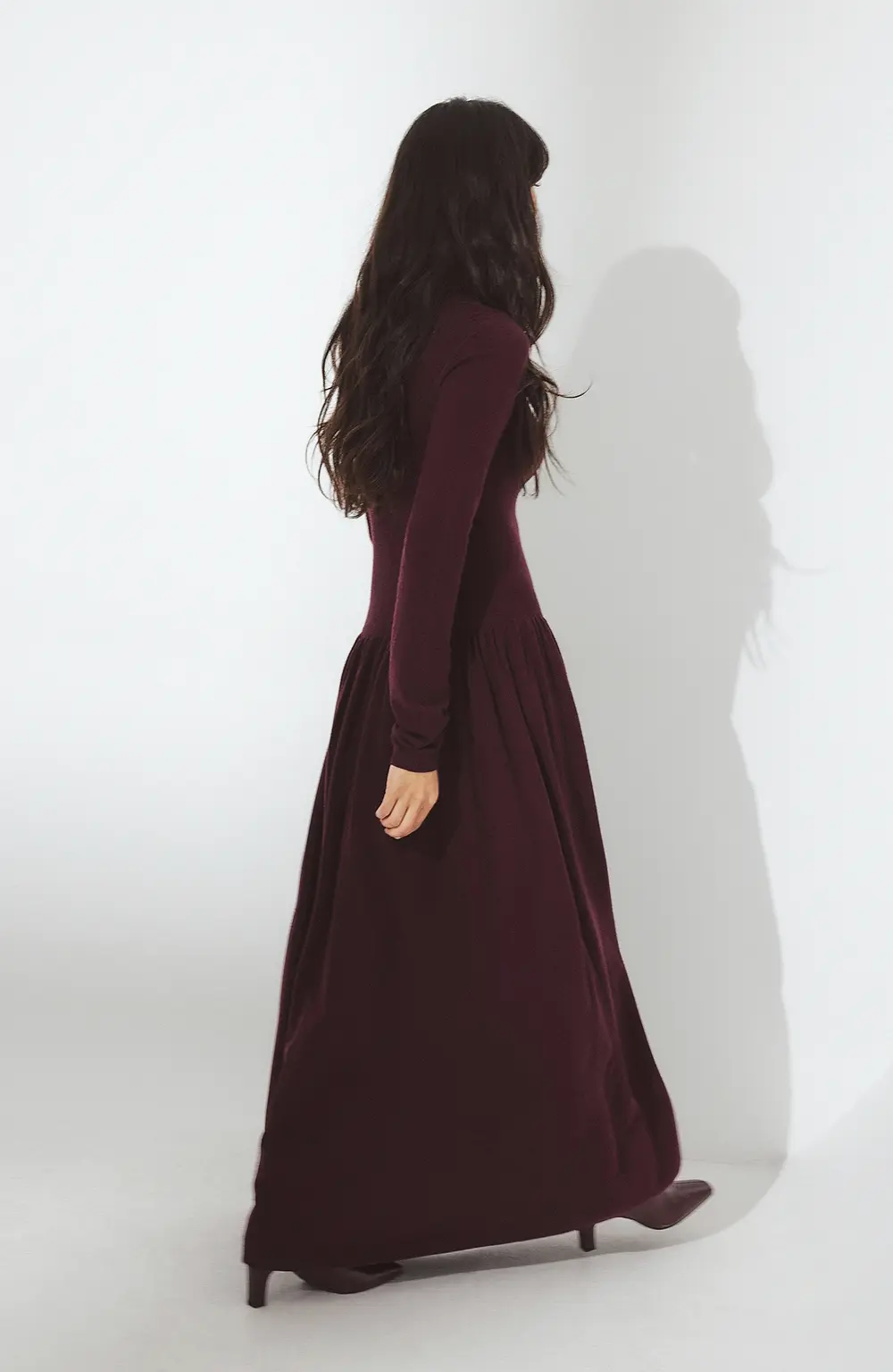 Knitted Maxi Dress Burgundy