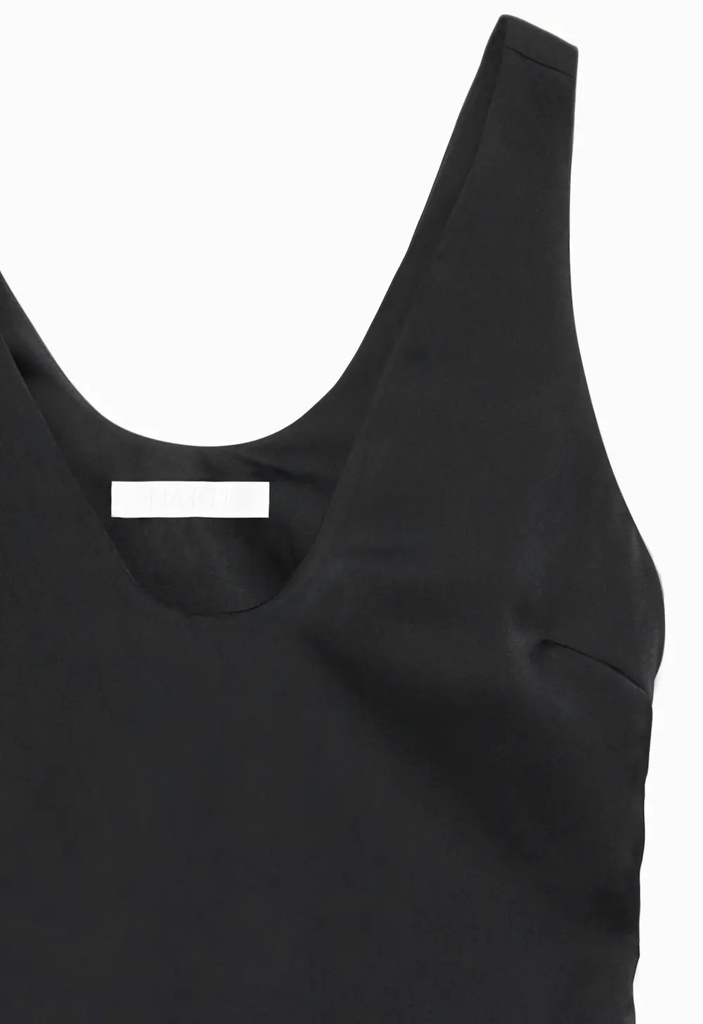 Scooped Neck Satin Maxi Dress Black