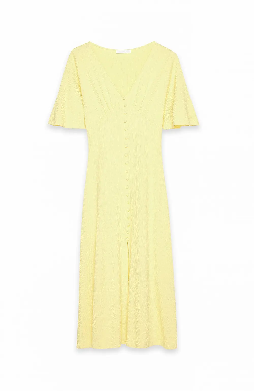Button Detail Midi Dress Yellow