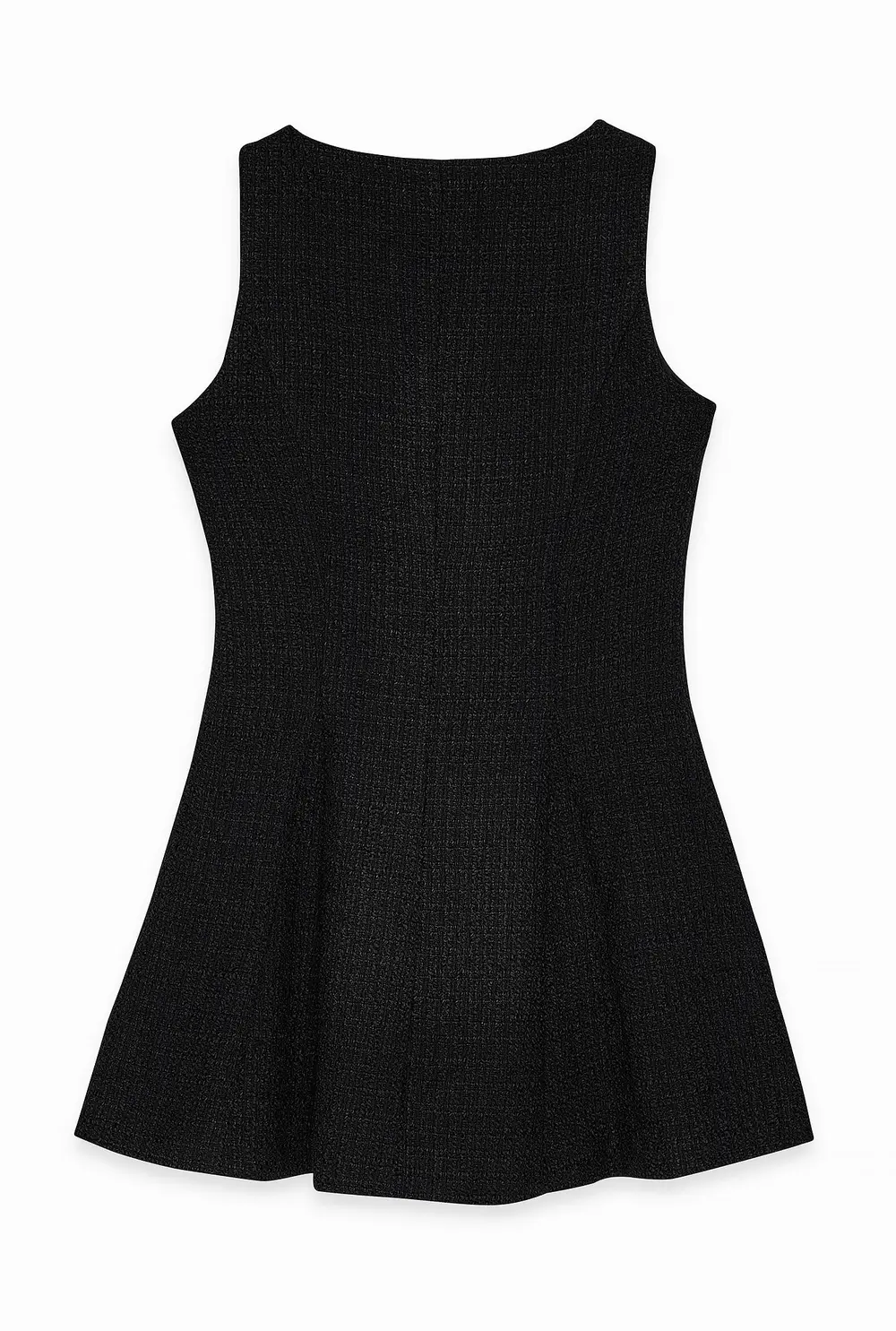 Boucle V Neck Mini Dress Black