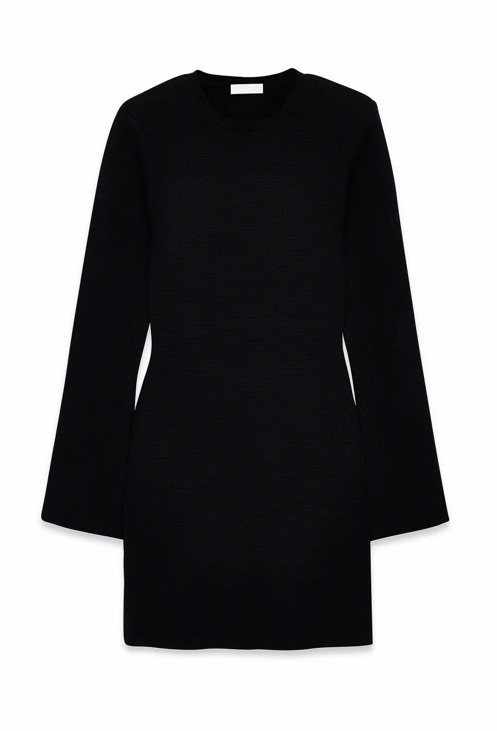 Knitted Padded Shoulder Mini Dress Black
