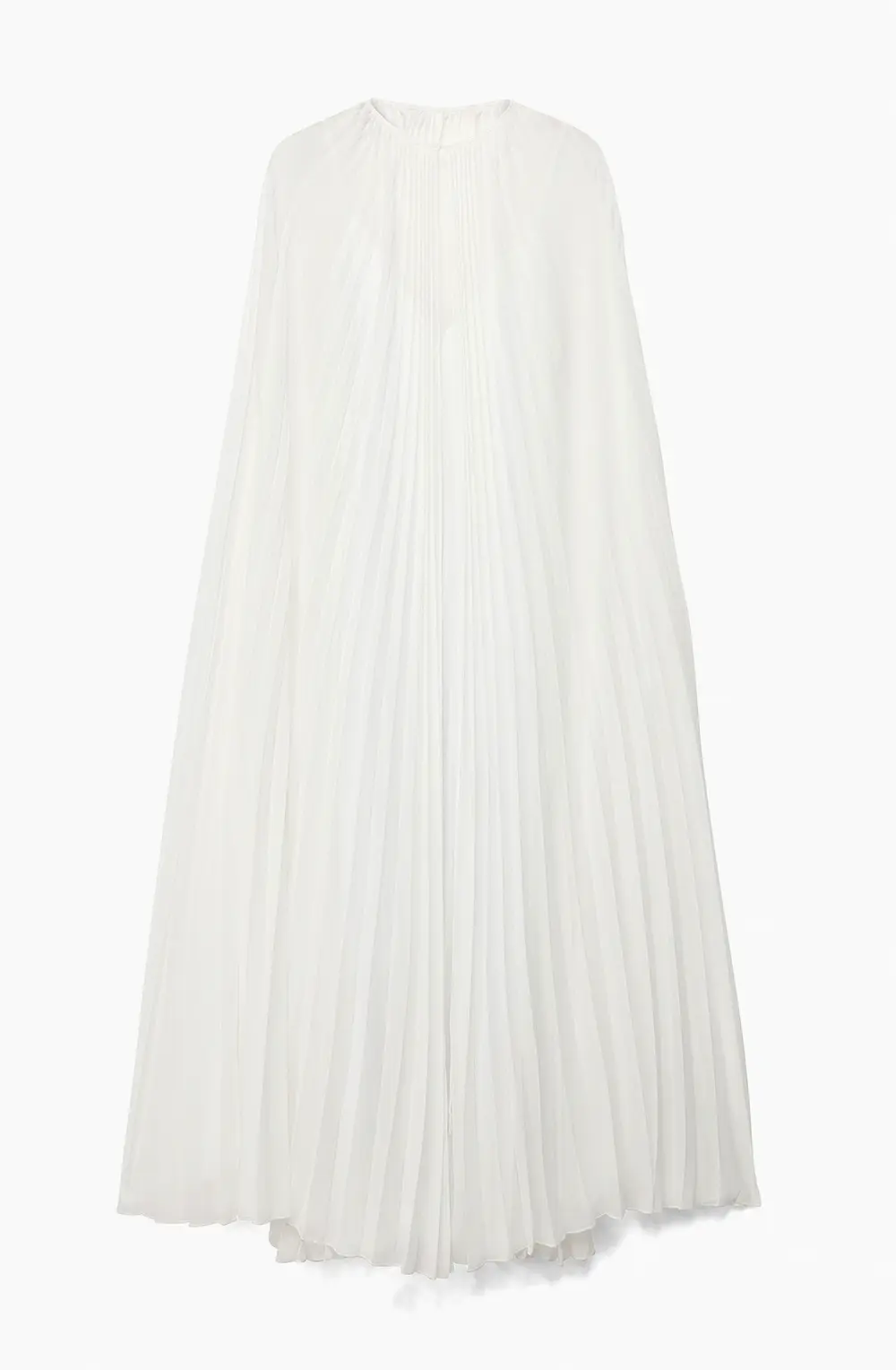 Pleated Cape Detail Maxi Dress White