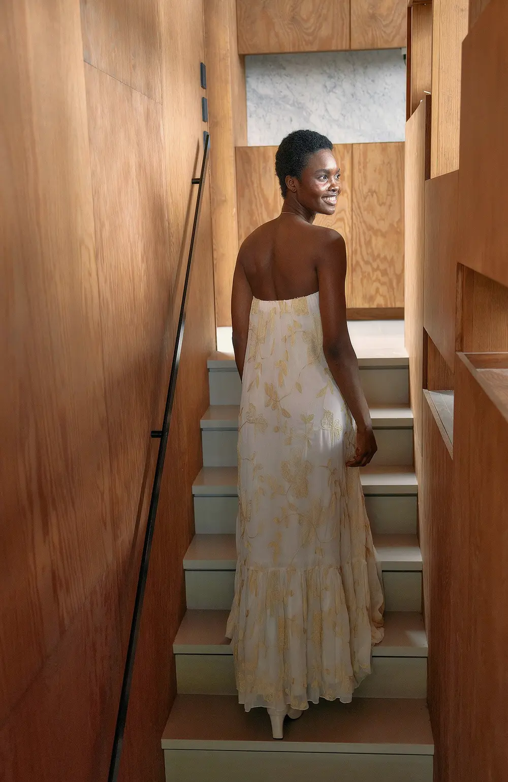 Embroidered Chiffon Bandeau Maxi Dress Flower