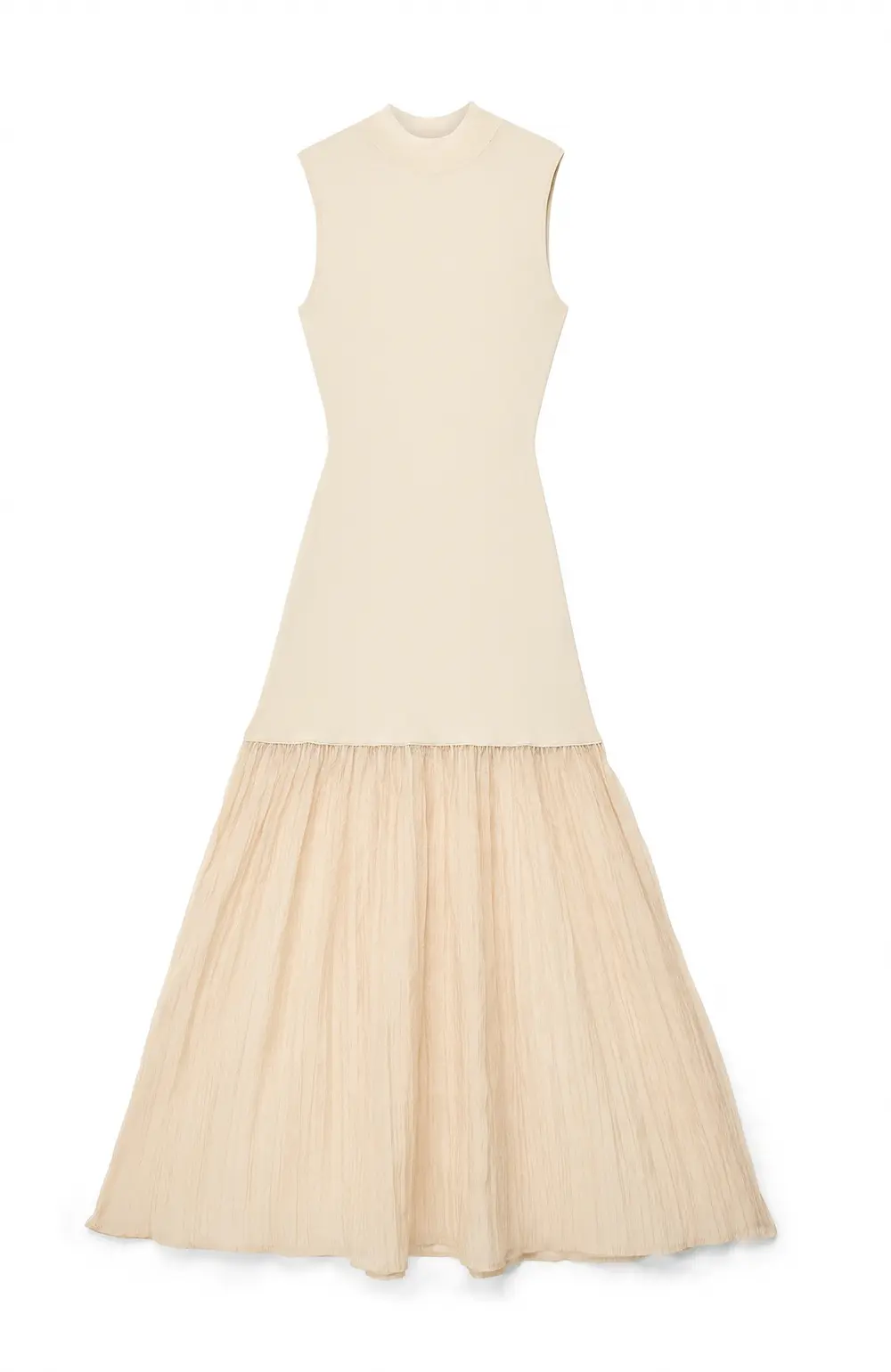Knitted High Neck Maxi Dress Beige