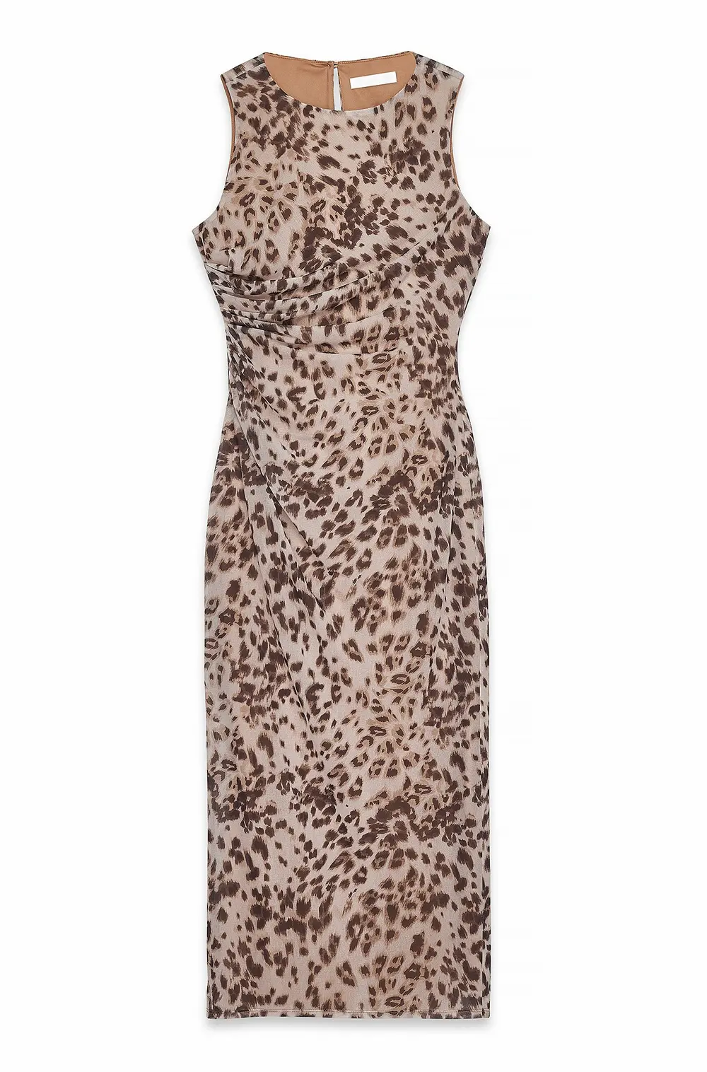 Midi Printed Mesh Dress Leopard