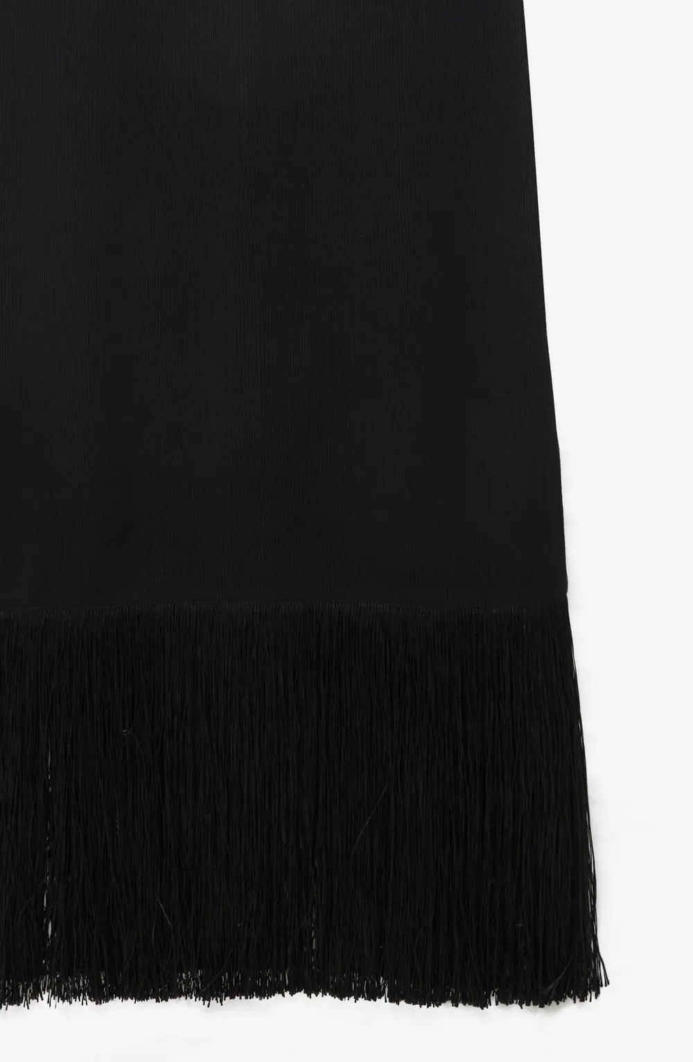 Knitted Scoop Neck Fringe Dress Black