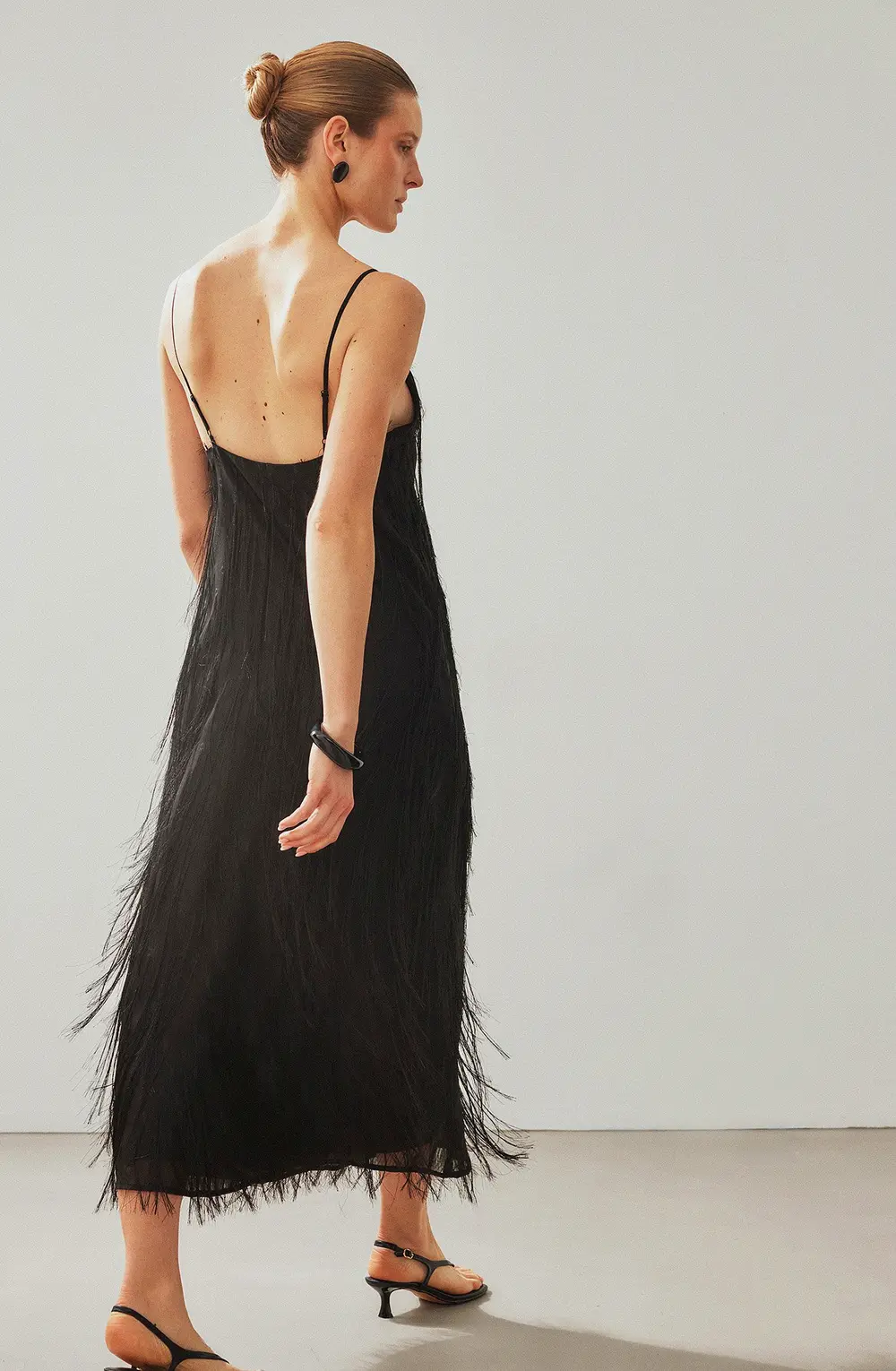 Fringe Maxi Dress Black