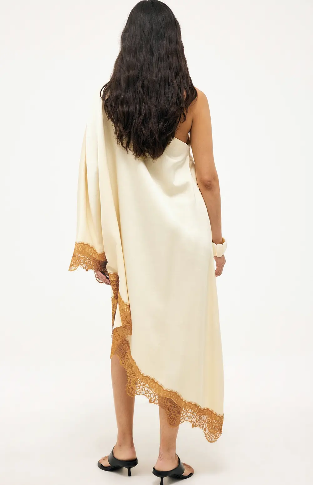 Asymmetric Lace Edge Dress Yellow