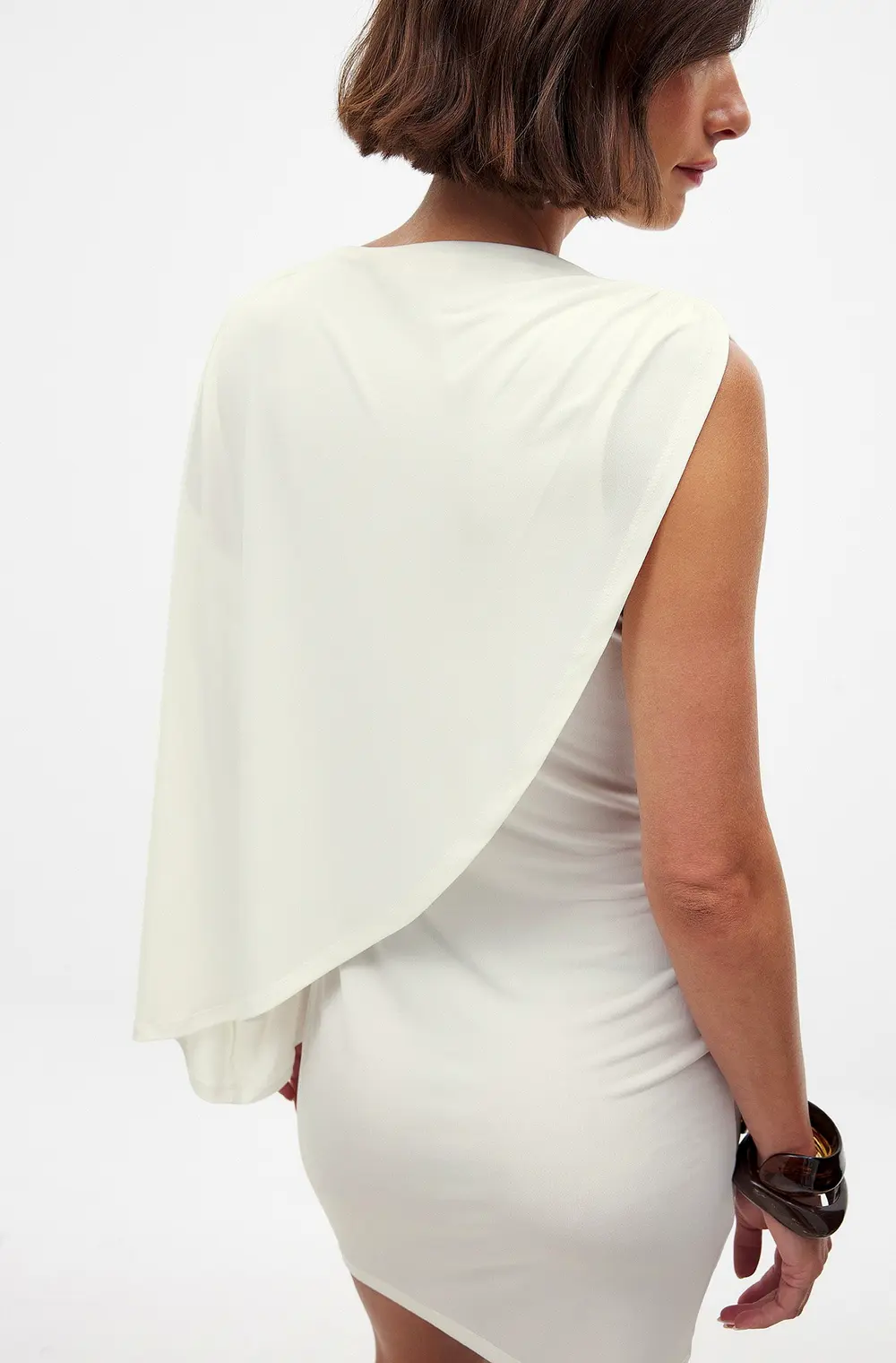 Draped Mini Cape Dress Offwhite