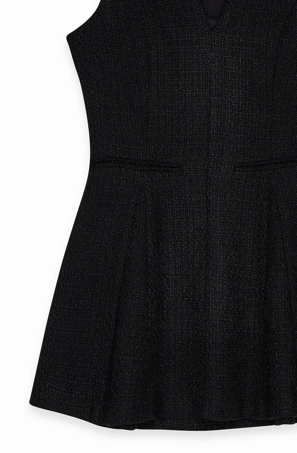 Boucle V Neck Mini Dress Black