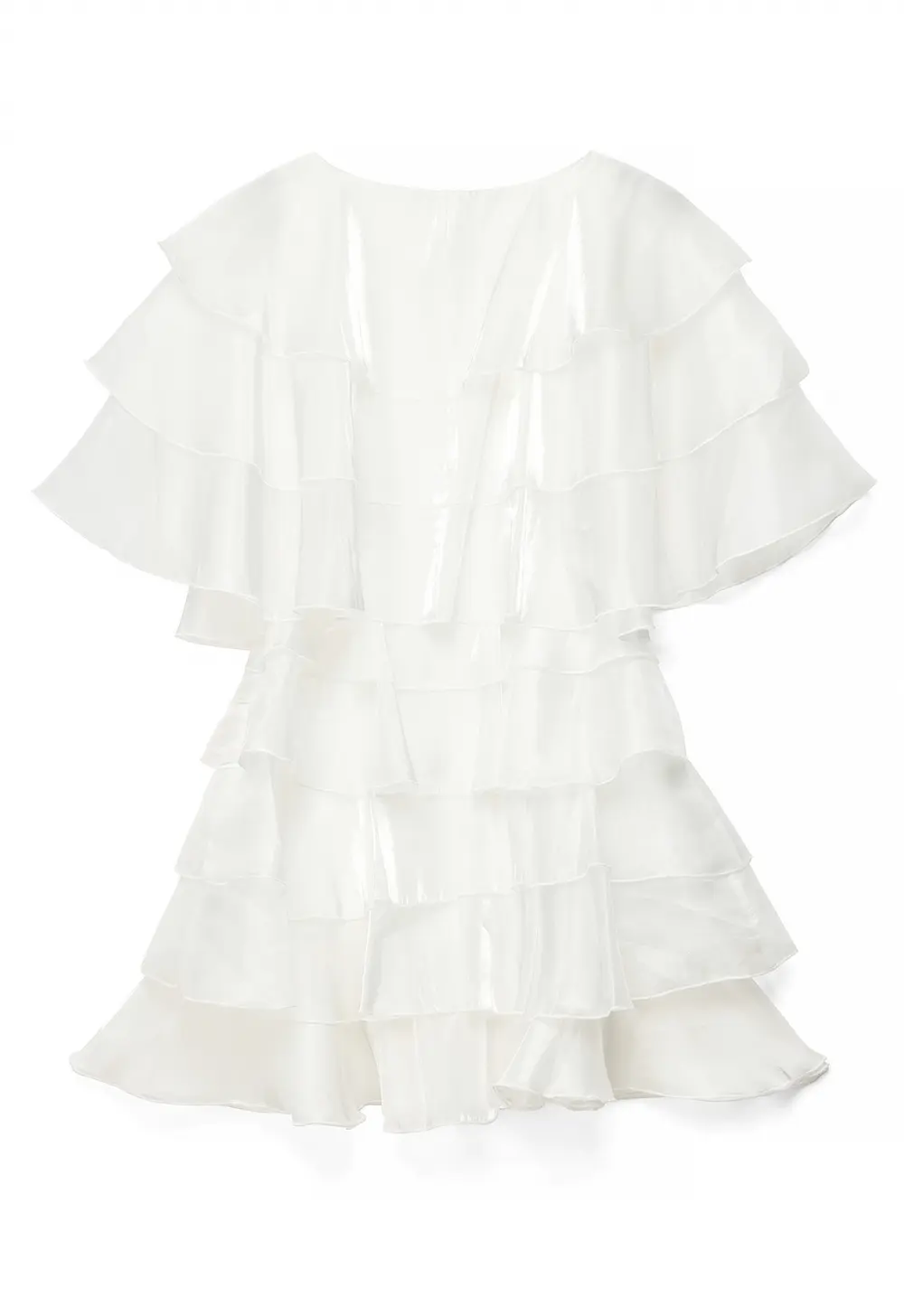 Flounce V-Neck Mini Dress White