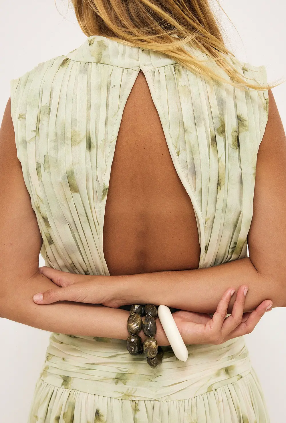 Ruched Smock Maxi Dress Green