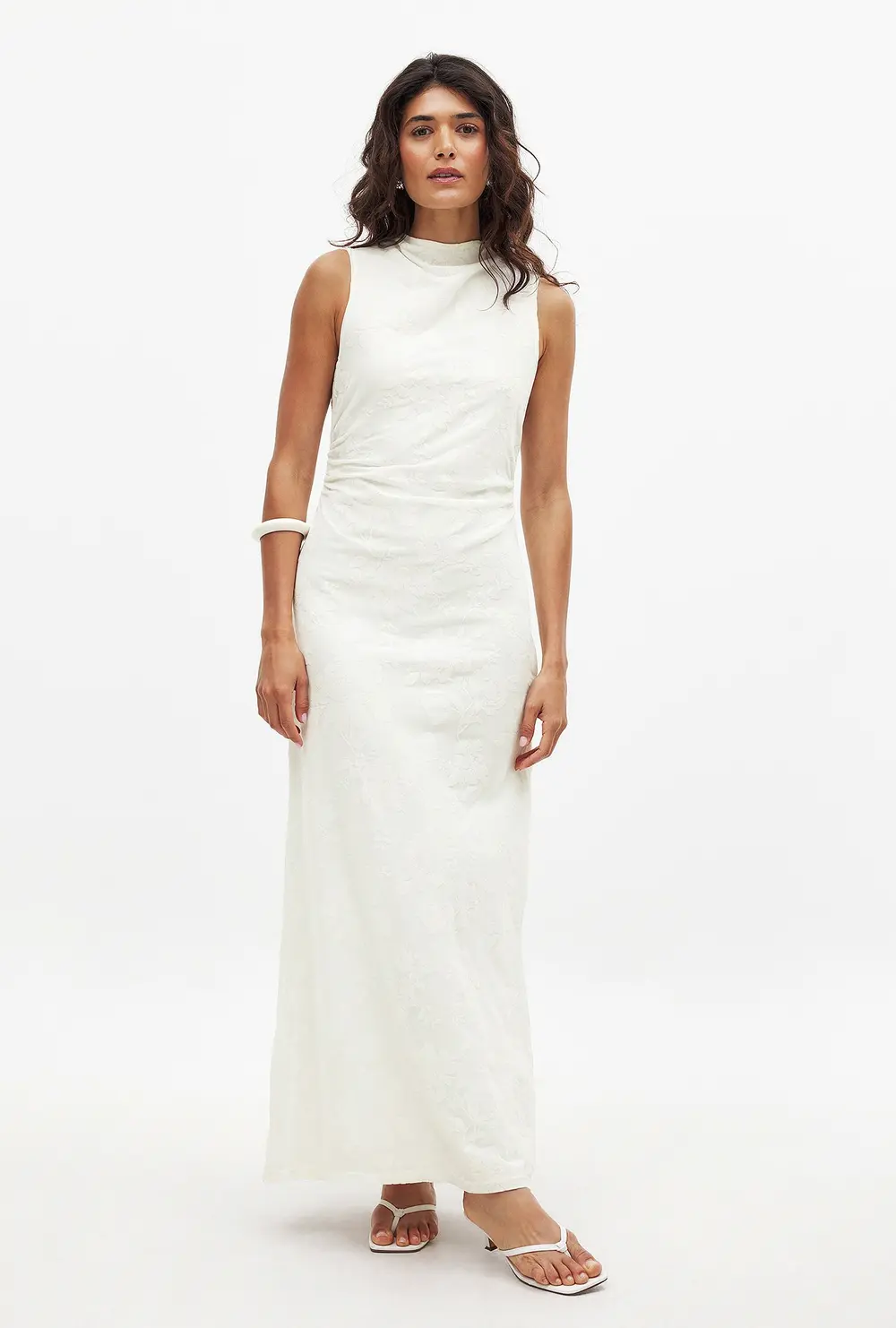 Burn Out Midi Dress Offwhite