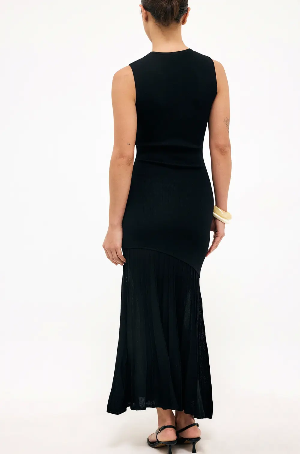 Knitted Sleeveless Combined Dress Black